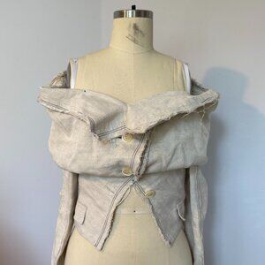 JACQUEMUS La Veste Camargue in Light Beige Size 34 Scrunched Linen Blouse